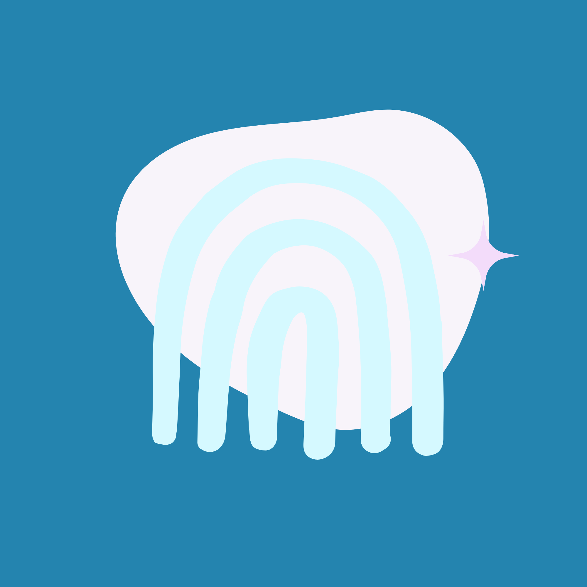 Pastel-colored abstract design on a blue background